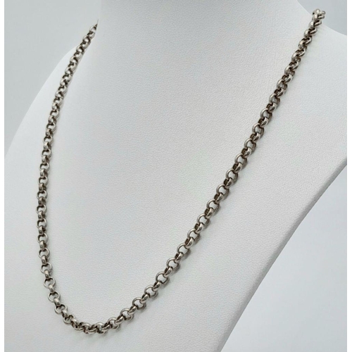 1799 - A 42cms solid silver belcher link neck chain  ,     19.1gms