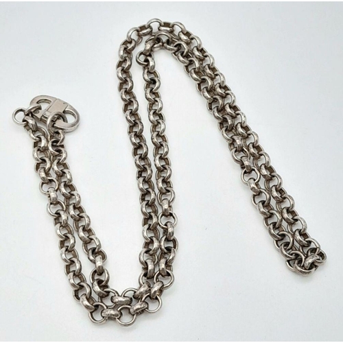 1799 - A 42cms solid silver belcher link neck chain  ,     19.1gms