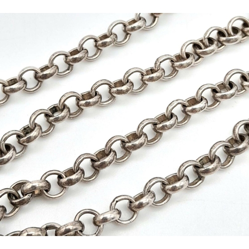 1799 - A 42cms solid silver belcher link neck chain  ,     19.1gms