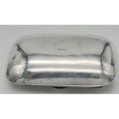 1800 - A vintage 925 silver pill/snuff box. Full London hallmarks. Total weight 15.8G. 5.5cm X 3.5cm