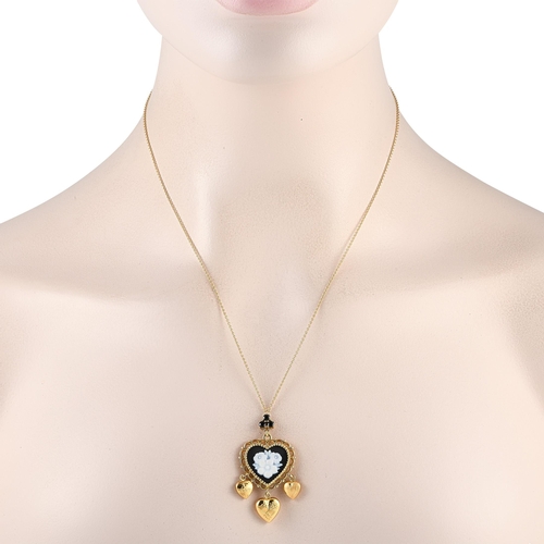 106 - A Dolce&Gabbana 18K Yellow Gold Sapphire and Black Jade Necklace. This breath-taking Dolce and Gabba... 