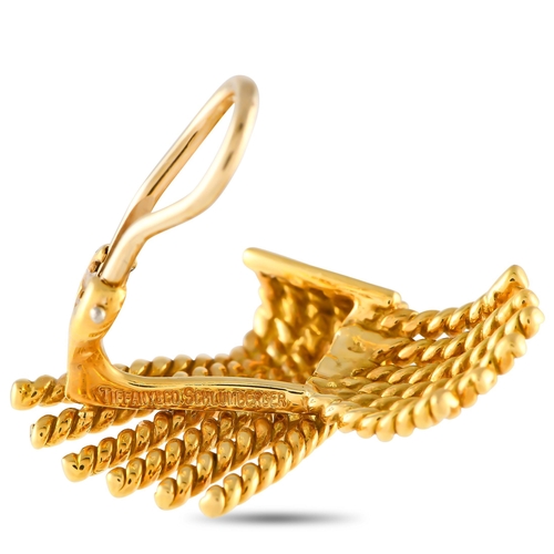 120 - A Tiffany & Co. Schlumberger 18K Yellow Gold Clip-On Rope Earrings. Like many of the pieces from the... 