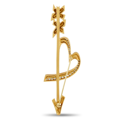 72 - A Tiffany & Co. Paloma Picasso 18K Yellow Gold 1.35ct Diamond Heart and Arrow Brooch. This heart and... 