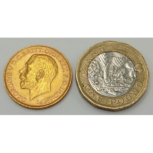 1 - A 1912 George V Full 22K Gold Sovereign. 8g.
