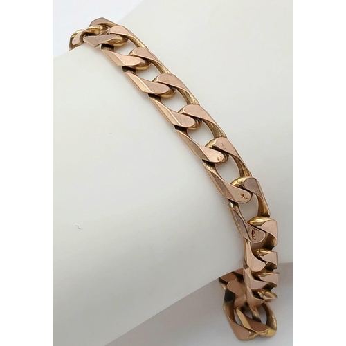 100 - A Classic 9k Yellow Gold Flat Curb Link Bracelet. 18cm. 12.7g weight.