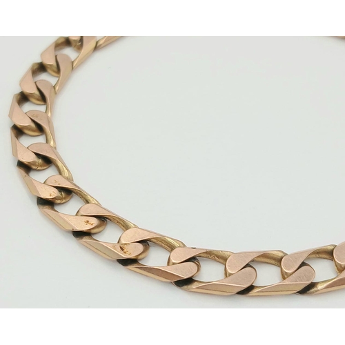 100 - A Classic 9k Yellow Gold Flat Curb Link Bracelet. 18cm. 12.7g weight.