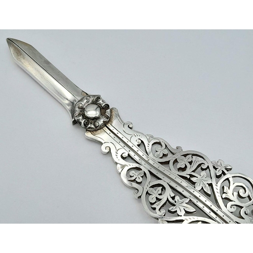 111 - A top quality, antique, sterling silver, pair of grape shears, by MAPPIN & WEBB (Goldsmiths & Silver... 