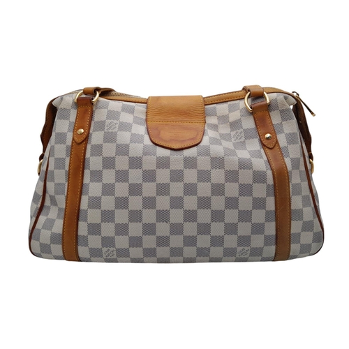 129 - A Louis Vuitton Damier Azur Stresa Bag. Canvas exterior with leather trim and straps, gold-toned har... 