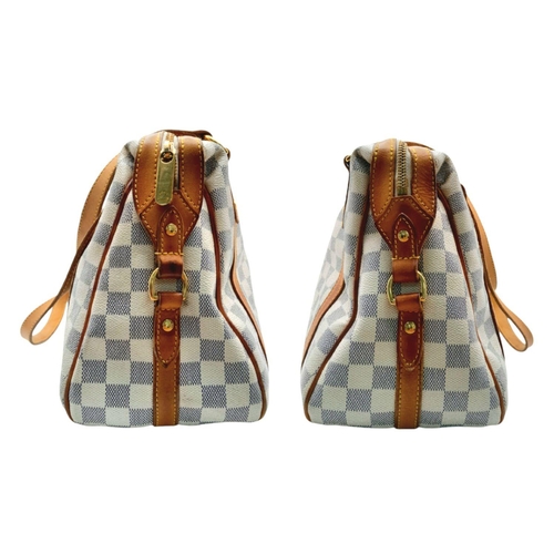 129 - A Louis Vuitton Damier Azur Stresa Bag. Canvas exterior with leather trim and straps, gold-toned har... 