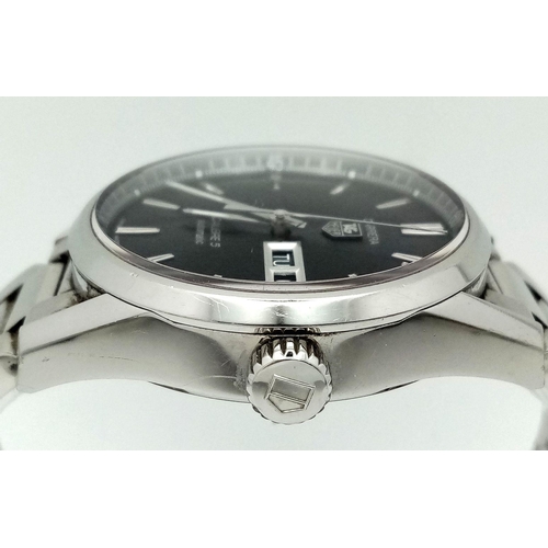 247 - A Tag Heuer Carrera Automatic Gents Watch. Stainless steel bracelet and case - 41mm. Black dial with... 