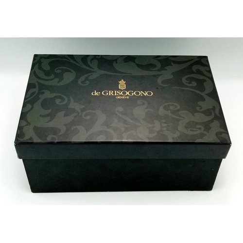 26 - A De Grisogono Automatic Instrumento No. Uno Unisex Dual Time Watch. Fancy black textured leather st... 