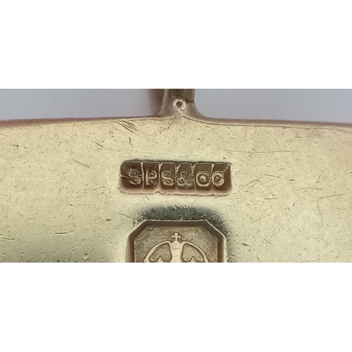 269 - A 9K Yellow Gold Ingot Pendant. Full UK hallmarks. 25mm. 7.6g weight.