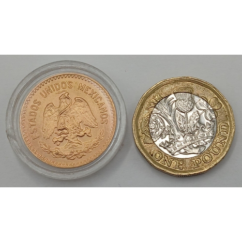 52 - A 1959 Mexican 0.900 Gold 10 Pesos Uncirculated Coin. 8.3g.