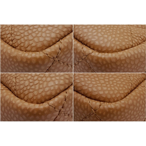 64 - A Chanel Tan Mini Coco Camera Tassel Crossbody Bag. Quilted caviar leather exterior with gold-toned ... 