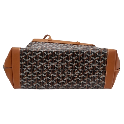 85 - A Goyard Brown Bellechasse Bag. Coated canvas exterior with leather trim, two leather straps and sec... 