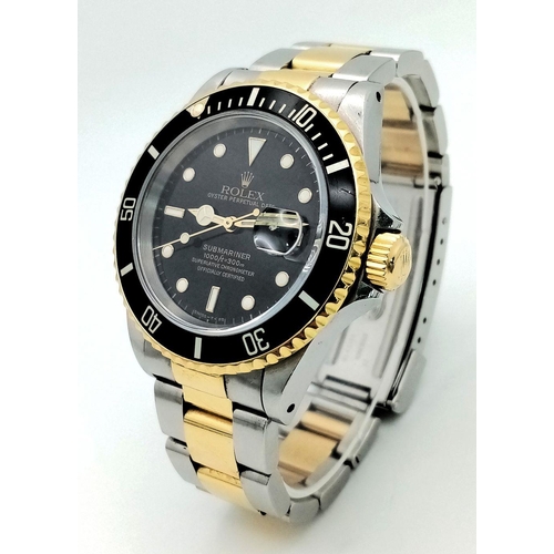 12 - A Rolex Submariner Gents Watch. Bi-Metal (18k gold and stainless steel) bracelet and case - 40mm. Mo... 