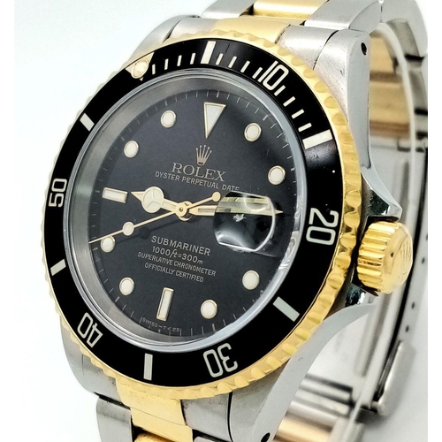 12 - A Rolex Submariner Gents Watch. Bi-Metal (18k gold and stainless steel) bracelet and case - 40mm. Mo... 