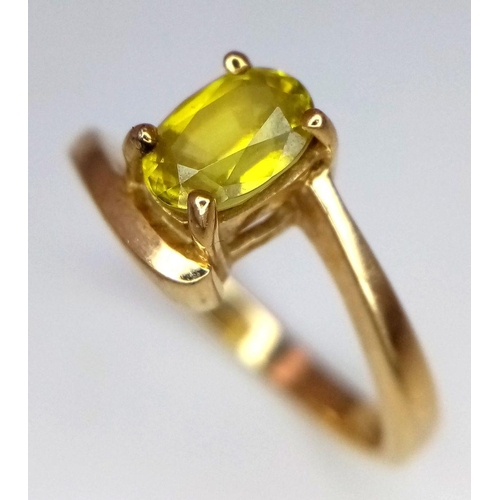 273 - Stunning hallmarked 9 carat GOLD RING. Having a beautiful Oval cut  CITRINE coloured gemstone set in... 