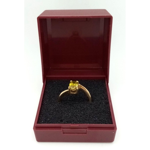 273 - Stunning hallmarked 9 carat GOLD RING. Having a beautiful Oval cut  CITRINE coloured gemstone set in... 