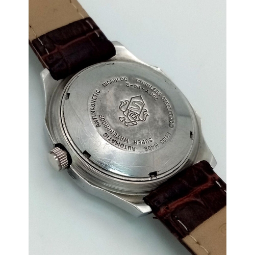 481 - A Vintage Sandoz Automatic 25 Jewels Gents Watch. Brown leather strap. Stainless steel case - 36mm. ... 