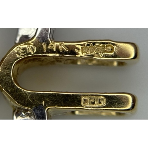 271 - A 14K YELLOW GOLD, DIAMOND & EMERALD HEART SHAPED PENDANT. 3.2G. SC 2032.