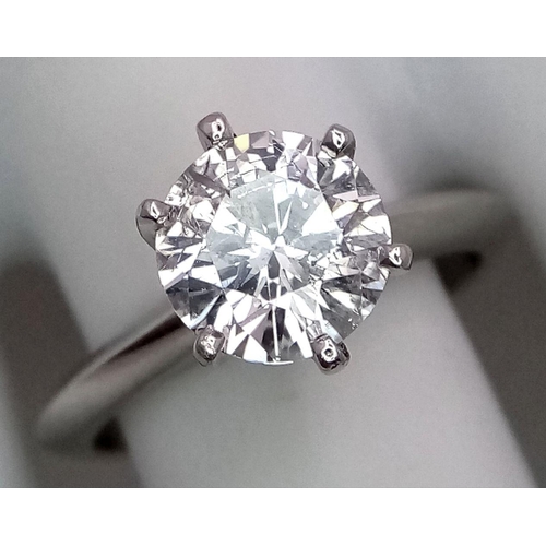 30 - A PLATINUM DIAMOND SOLITAIRE RING - 2CT ROUND BRILLIANT CUT. 6.4G WEIGHT. SIZE N. STONE HAS BEEN LAS... 