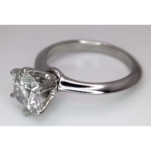 30 - A PLATINUM DIAMOND SOLITAIRE RING - 2CT ROUND BRILLIANT CUT. 6.4G WEIGHT. SIZE N. STONE HAS BEEN LAS... 