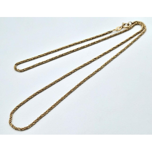 42 - Classic 9 carat GOLD ROPE NECKLACE. 6.7 grams. 50 cm (20”).