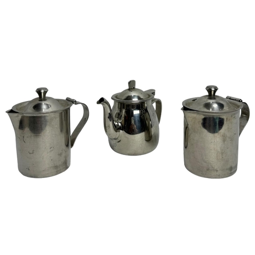 1335 - A US army officer coffee/tea 3 piece set: one teapot and two creamers, marked 