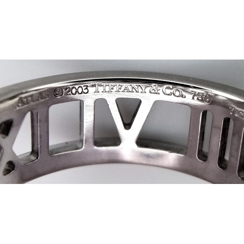 25 - A TIFFANY & CO 18K WHITE GOLD ATLAS BAND RING. 6.1G. SIZE R. SC 2038.