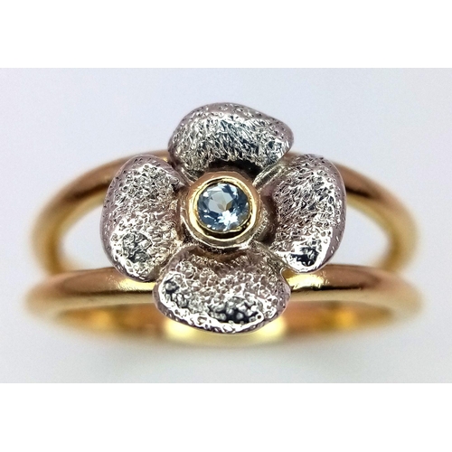 292 - AN 18K YELLOW GOLD LINKS OF LONDON DIAMOND SET DAISY RING. 4.5G. SIZE M. SC 2039