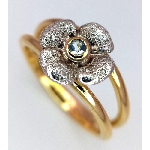 292 - AN 18K YELLOW GOLD LINKS OF LONDON DIAMOND SET DAISY RING. 4.5G. SIZE M. SC 2039