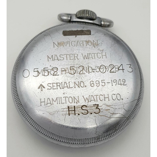 97 - A Rare Hamilton Military Navigation Master HS3 Deck Watch - Circa 1940. Tier one pocket watch made b... 