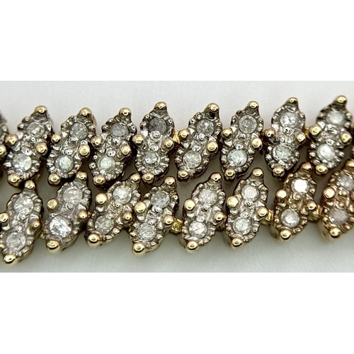 53 - A 9K YELLOW GOLD DIAMOND SET BRACELET 1CT 11.7G TOTAL WEIGHT, 21CM LENGTH.

ref: SC 2021