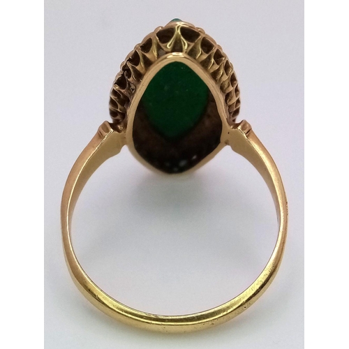 249 - A 18K yellow gold (tested as) blue cameo and pearl vintage ring, 3.2g total weight, size L. Ref: SH1... 