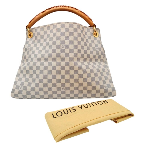 142 - A Louis Vuitton Damier Azur Artsy GM Shoulder Bag. LV signature damier azur canvas exterior, gold-to... 