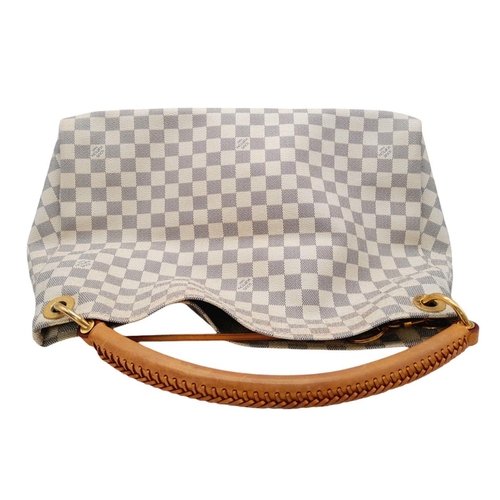 142 - A Louis Vuitton Damier Azur Artsy GM Shoulder Bag. LV signature damier azur canvas exterior, gold-to... 