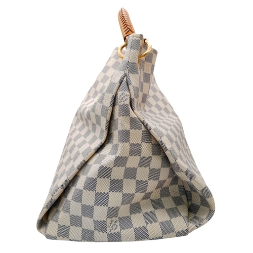 142 - A Louis Vuitton Damier Azur Artsy GM Shoulder Bag. LV signature damier azur canvas exterior, gold-to... 