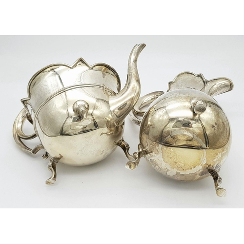 149 - An Antique Edwardian Four Piece Sterling Silver Tea and Coffee Set. Hallmarks for Sheffield 1903, 5 ... 