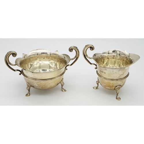 149 - An Antique Edwardian Four Piece Sterling Silver Tea and Coffee Set. Hallmarks for Sheffield 1903, 5 ... 