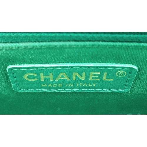 3 - A Chanel Coco Handle Cloth Handbag in Green Chevron Canvas. Chevron canvas exterior with gold-toned ... 