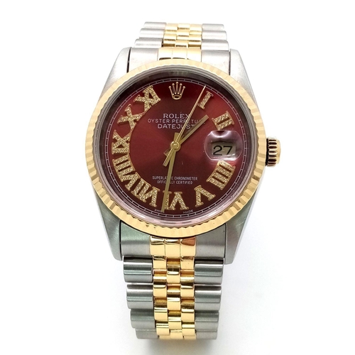 2 - A Rolex Datejust Automatic Gents Watch. Model 16233. Jubilee bracelet. Bi-metal case - 35mm. Metalli... 