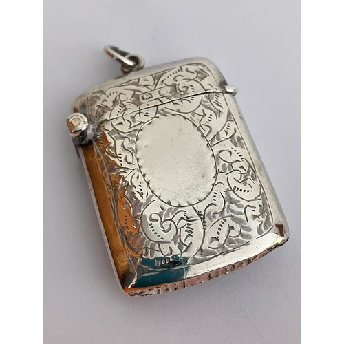 357 - Antique SILVER VESTA. Clear Hallmark for Smith and Bartlam Birmingham 1907. Beautifully decorated. E... 