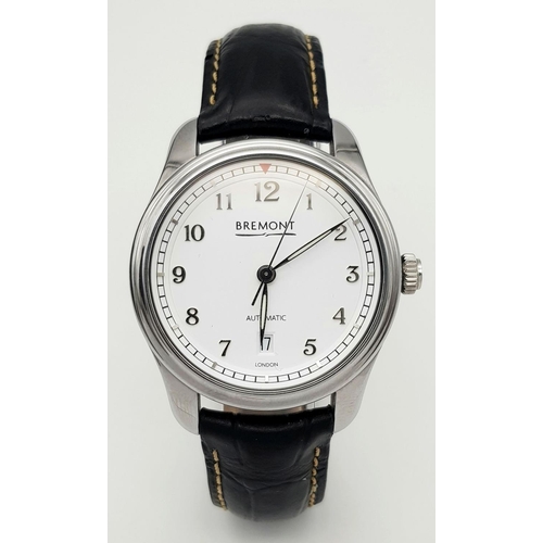 48 - A Bremont Automatic Skeleton Back Gents Watch. Black leather strap. Stainless steel case - 40mm. Whi... 