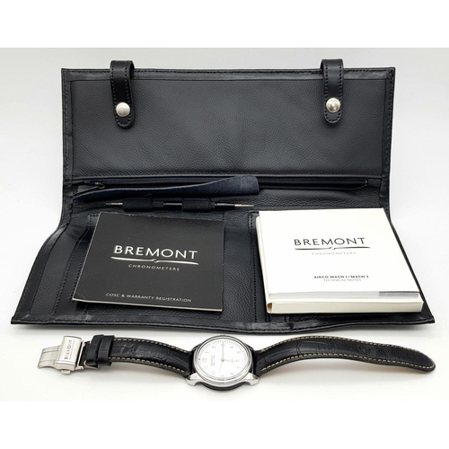 48 - A Bremont Automatic Skeleton Back Gents Watch. Black leather strap. Stainless steel case - 40mm. Whi... 