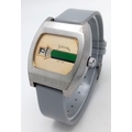 A Vintage Fashiontime Jump Watch. Grey rubber strap. Stainless steel ...