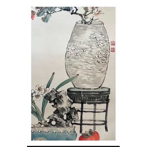 25 - Tributes to Spring - Chinese Ink and Watercolour on Paper. A collaboration of Wu Hufan (1894-1968) -... 