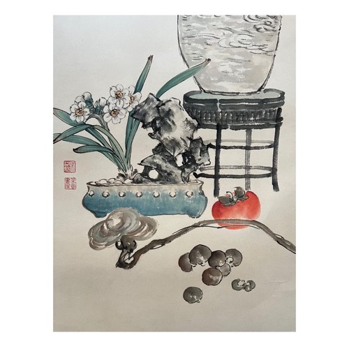 25 - Tributes to Spring - Chinese Ink and Watercolour on Paper. A collaboration of Wu Hufan (1894-1968) -... 