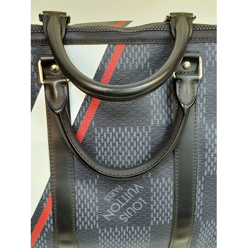 16 - A Louis Vuitton America's Cup Oversized Keepall. Damier canvas in dark blue with a 'V' Gaston logo -... 