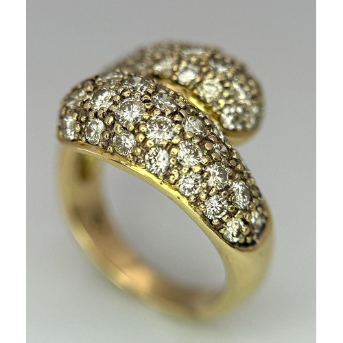 156 - An 18K Yellow Gold Diamond Wrap Ring. 1.50ctw round brilliant cut natural diamonds - colour I - J, c... 